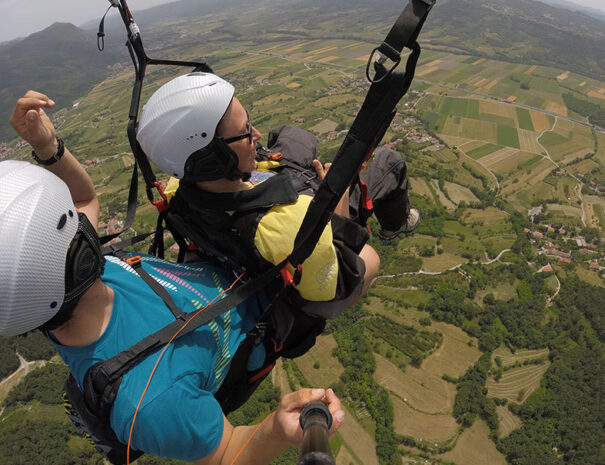 Tandem paragliding above the Vipava Valley, Slovenia
