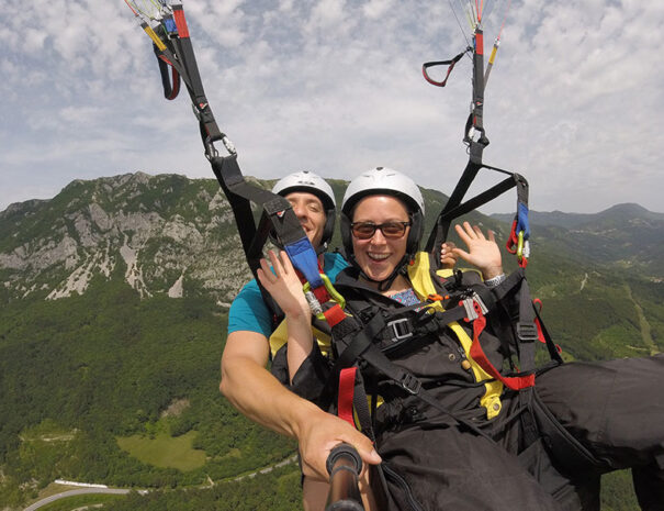 Happy traveller and pilot while flying in the Vipava Valley, Slovenia